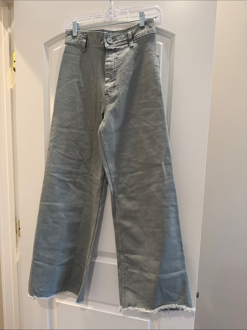 Zara High-Waist Wide Leg Jeans in Faded Sage Green